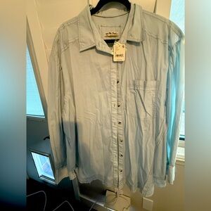 Free People Light Blue Button-Up Shirt
